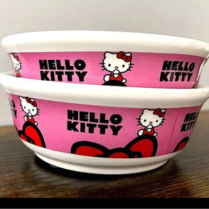 Hello Kitty Ceramic Pet Food & Water Bowls Set of 2 Pink 5" NWT​